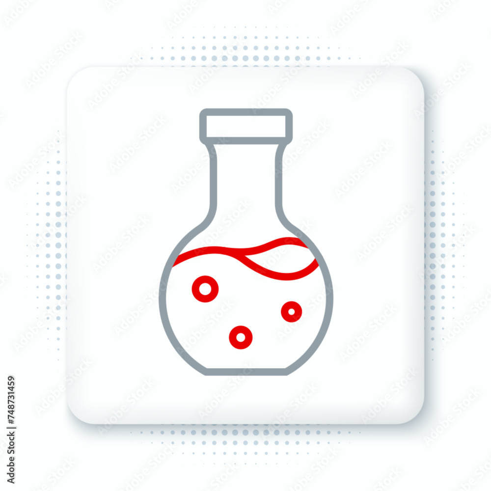 Line Test tube and flask chemical laboratory test icon isolated on white background. Laboratory glassware sign. Colorful outline concept. Vector