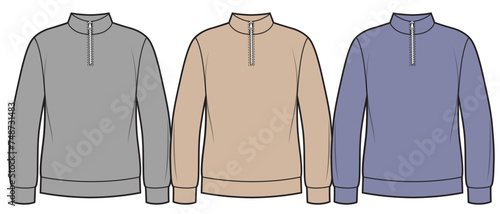 Women's half zip, sweatshirt different colors.
