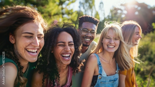 Group of friends bonding and having fun outdoors