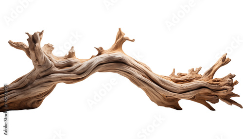 wooden driftwood on a white background.