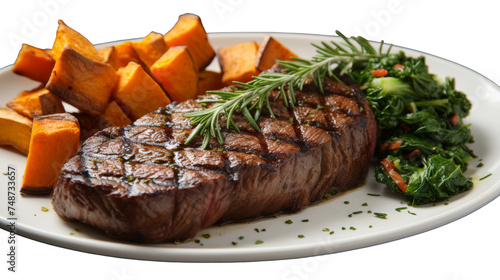 Perfectly Grilled Sirloin Steak on white background