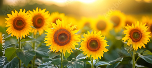 Sunflower background in the field, agriculture concept 