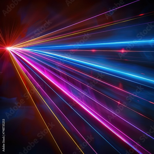 Futuristic abstract glowing background resembling motion blurred neon light curves.