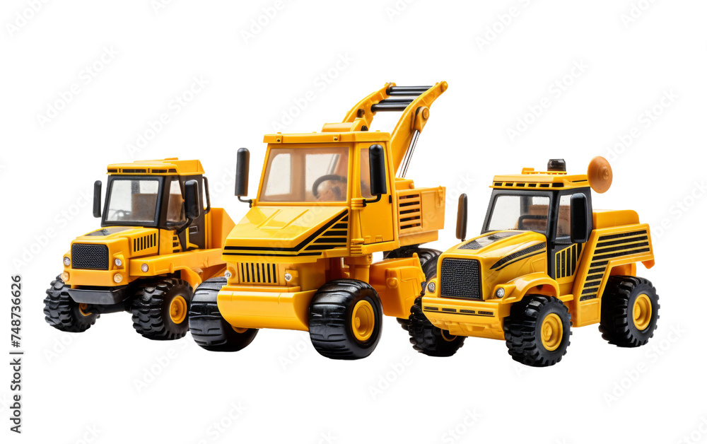 Construction Vehicles Toy Collection on transparent background