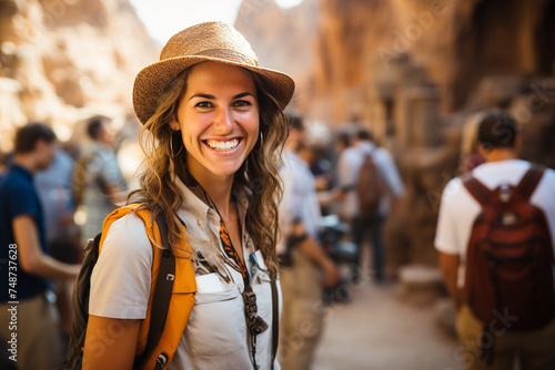 A friendly tour guide leading sightseeing excursions with enthusiasm and knowledge, her storytelling and insights bringing destinations to life for curious travelers. photo