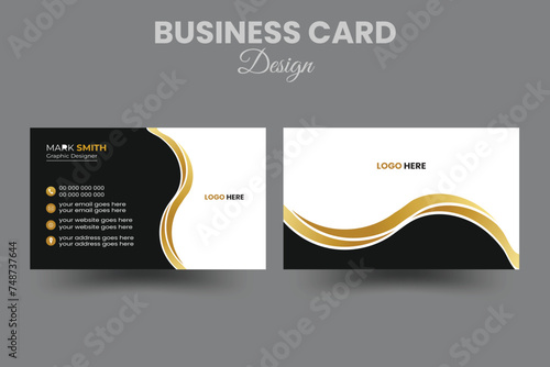 Double-sided creative business card template. landscape orientation. vertical layout. Vector illustration.