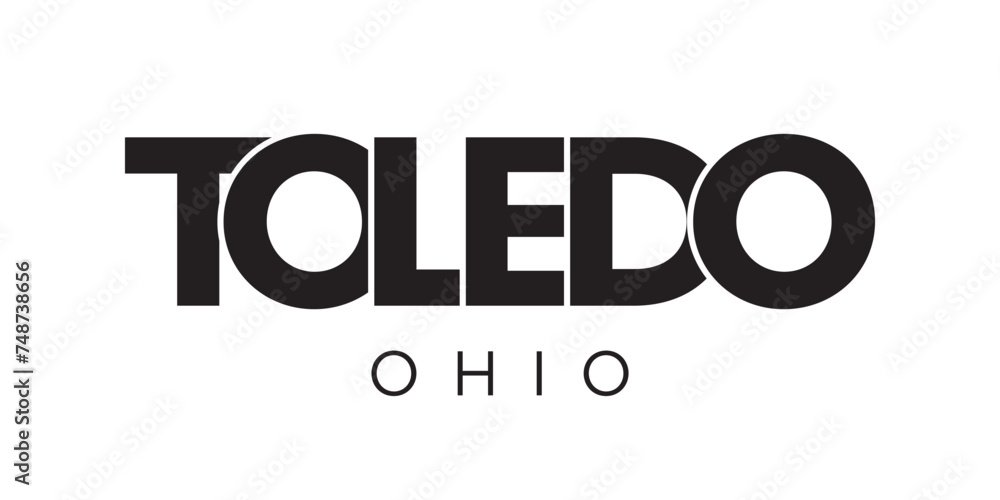 Toledo, Ohio, USA typography slogan design. America logo with graphic city lettering for print and web. - obrazy, fototapety, plakaty 