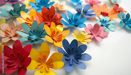 paper flowers on a white background