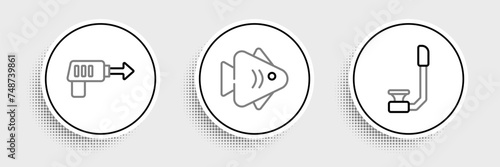 Set line Snorkel, Fishing harpoon and icon. Vector