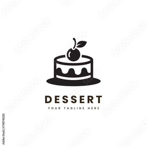 Dessert cake logo, with minimalist style. Sweet cake silhouette vector. Suitable for dessert, sweet cake or snack logos.