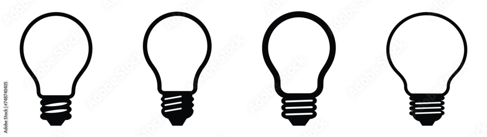 Bulb lamp icons set. Editable stroke. Bulb lamp icons set. Editable stroke.