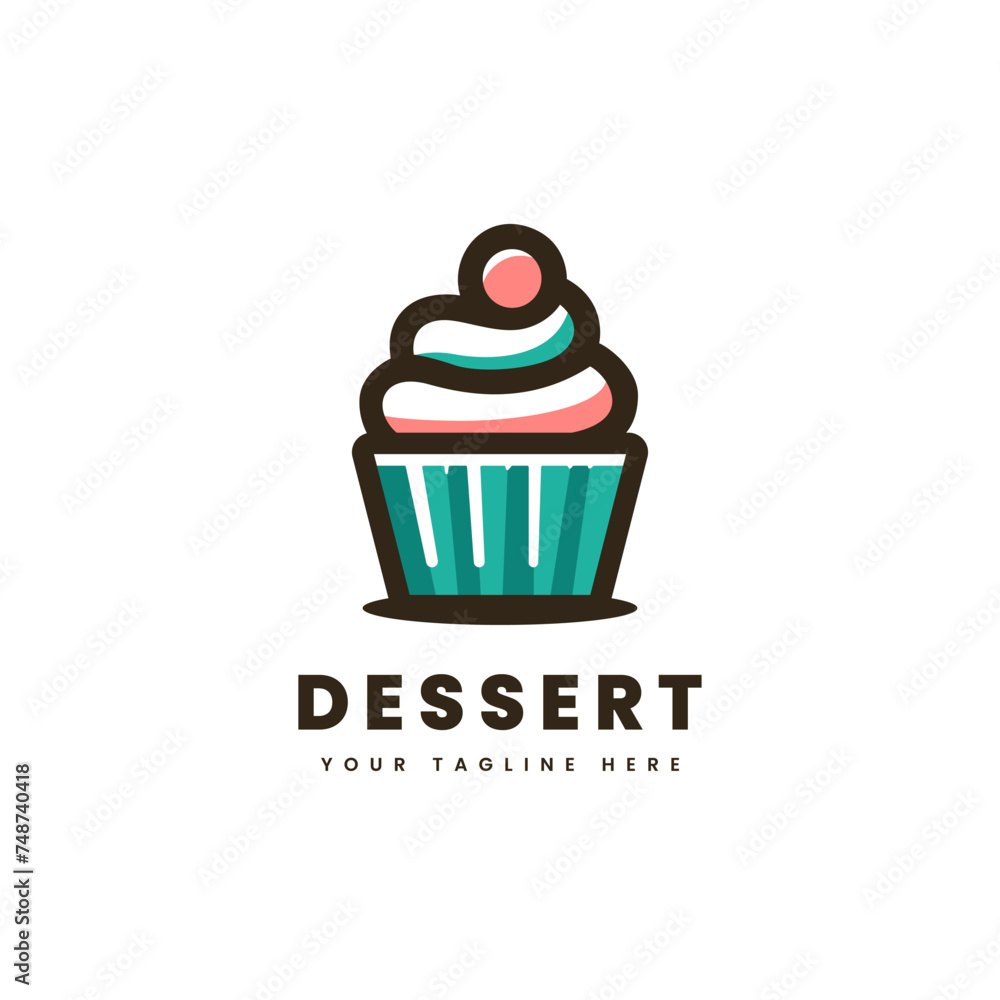 Dessert cake logo, with minimalist style. Sweet cake silhouette vector. Suitable for dessert, sweet cake or snack logos.