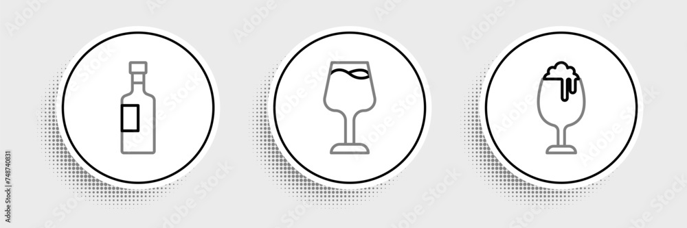 Set line Glass of beer, Wine bottle and glass icon. Vector Set line Glass of beer, Wine bottle and glass icon. Vector