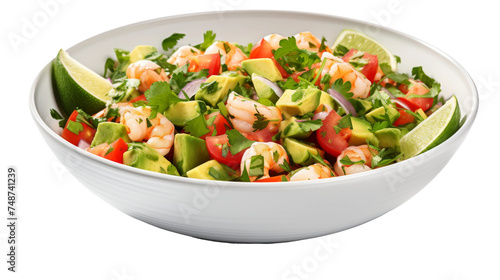 Flavorful Shrimp Ceviche Creation on white background