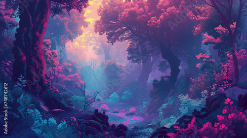 psychedelic art of colorful forest © Natalina