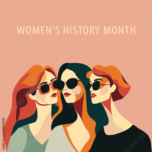 A group of different  beautiful women. Womens History Month. Women's day.