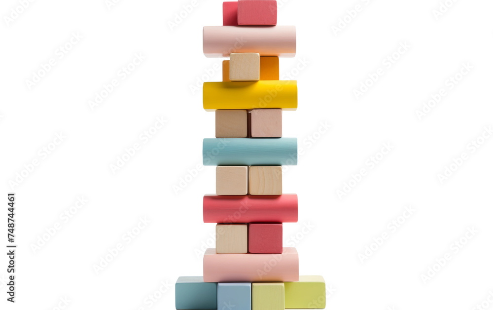 Towering Stack of Building Blocks on transparent background Towering Stack of Building Blocks on transparent background
