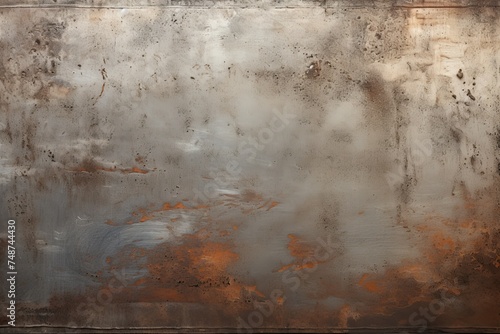 Rough and Polished Old Metal Texture. Decayed Steel Plaque with Scratches and Rust on Aluminium Background