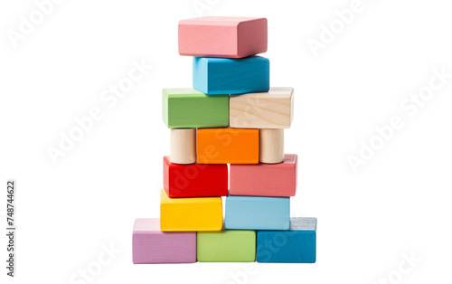 Classic Wooden Building Blocks with Letters on transparent background