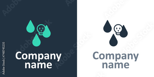 Logotype Acid rain and radioactive cloud icon isolated on white background. Effects of toxic air pollution on the environment. Logo design template element. Vector
