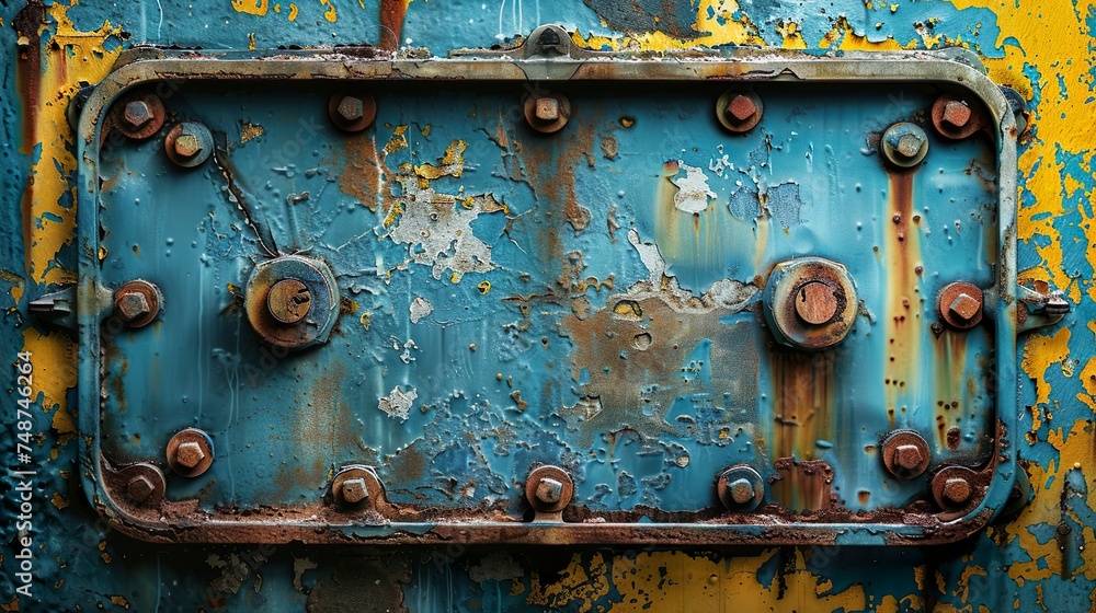Recurso gráfico de textura de un elemento de hierro oxidado con fondo de pintura desgastada. Recurso gráfico de textura de un elemento de hierro oxidado con fondo de pintura desgastada.