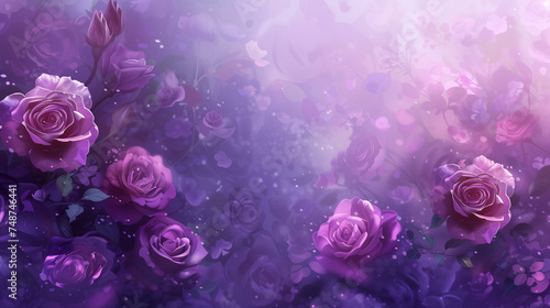 Purple rose background with copy space photo