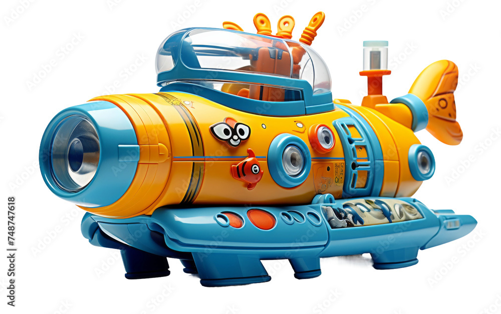 Miniature Submarine Toy with Periscope and Propeller on transparent background Miniature Submarine Toy with Periscope and Propeller on transparent background