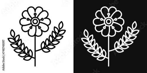 Wild Rose Icon Set. Vector Illustration