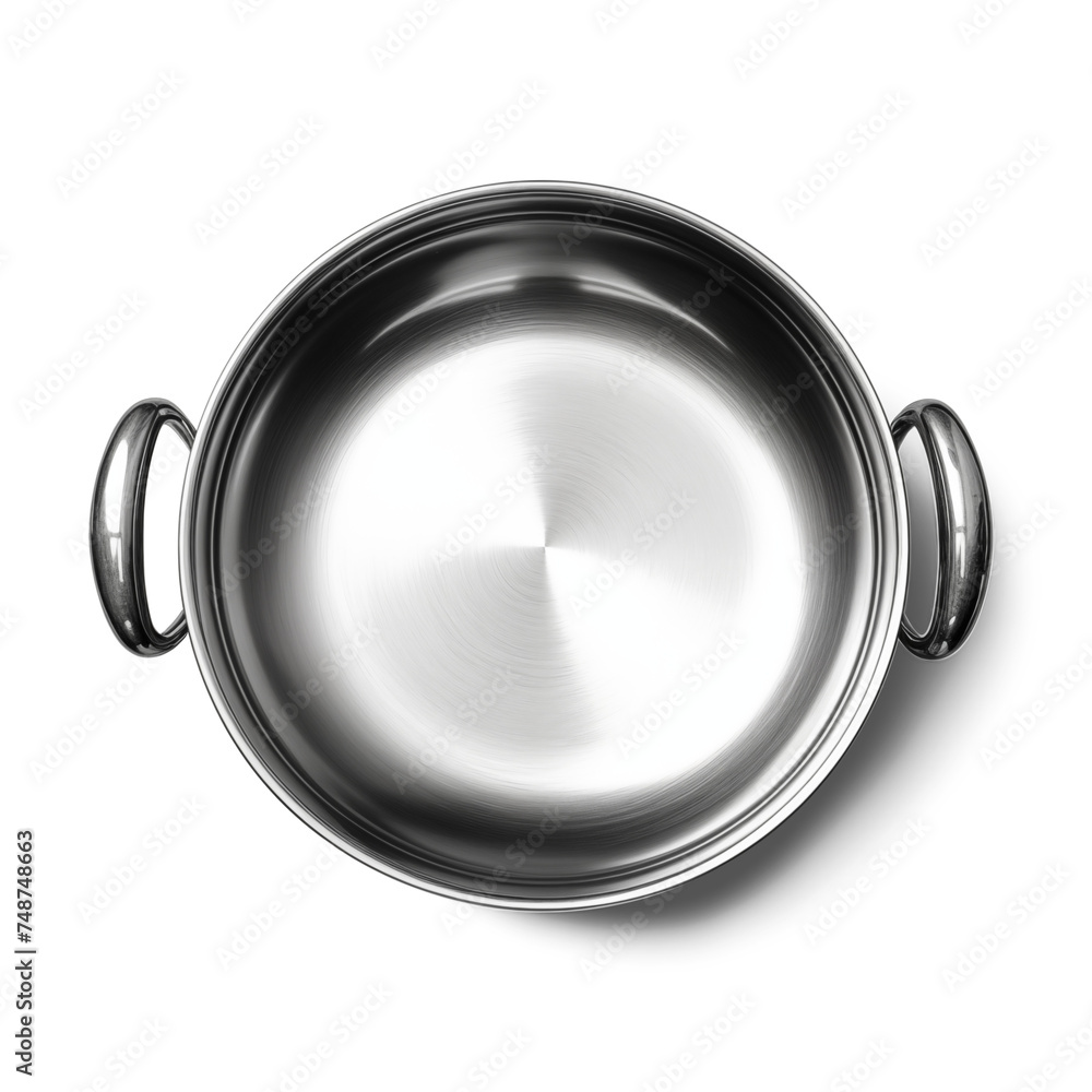 Top view of empty steel cooking pot isolated on white Top view of empty steel cooking pot isolated on white