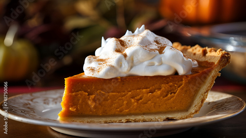 
Homemade freshly baked  Pumpkin Pie for Thanksigiving. photo