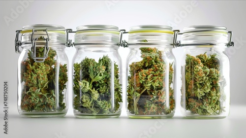 Cured Cannabis Buds Stored in a Jar