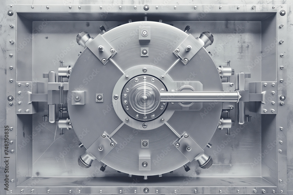 Monochrome Vault Mechanism. Detailed monochromatic view of a secure ...