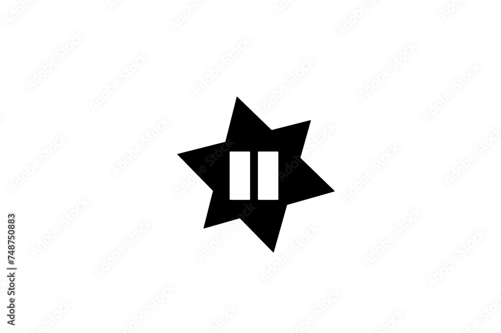 Stop icon, visual resource, star, white and black Stop icon, visual resource, star, white and black
