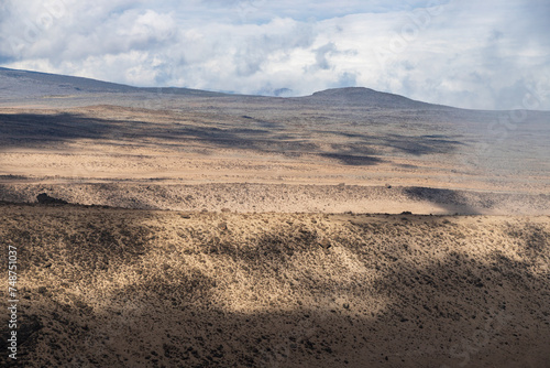 A Vast Landscape of Rolling Desert Hills, Kilimanjaro
