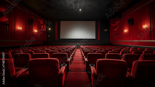 empty cinema hall,An image of a modern and stylish cinema auditorium