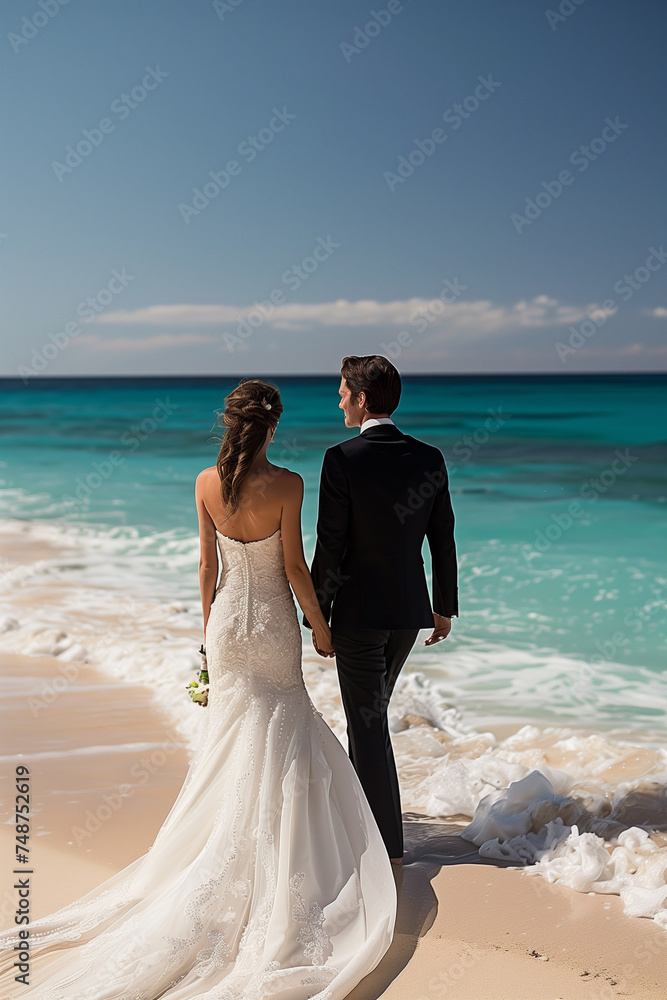 bride and groom on the beach bride and groom on the beach