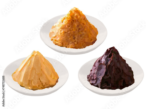 фотографія 味噌3種（麦、白、赤）皿付き