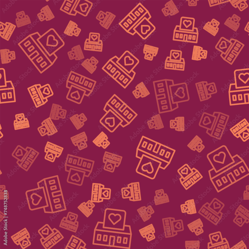Brown line Volunteer center icon isolated seamless pattern on red background. Vector Brown line Volunteer center icon isolated seamless pattern on red background. Vector