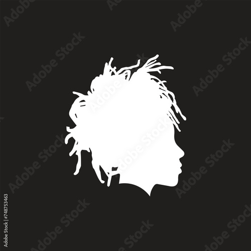 Silhouettes of African American men part 2, profile with various hairstyles, contour on white background. Vector illustration
