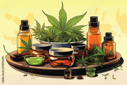 Health conception. Medical marijuana cannabis cbd oil