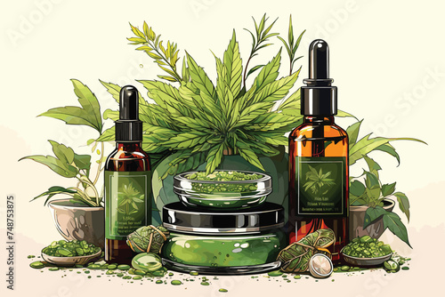 Health conception. Medical marijuana cannabis cbd oil