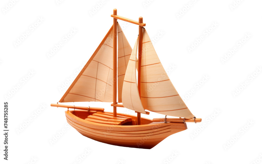 Wooden Toy Boat Sailing on Calm Waters on transparent background Wooden Toy Boat Sailing on Calm Waters on transparent background