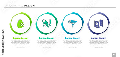Set No egg, fish, Carrot and Vegetarian food menu. Business infographic template. Vector