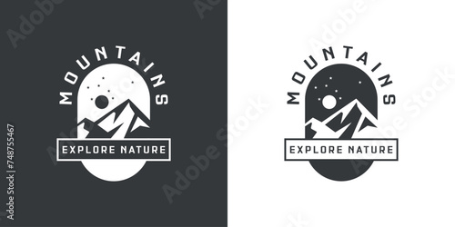 vintage logo design, mountain silhouette at night