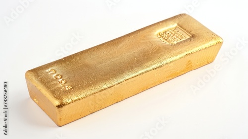 Photo of a 1kg gold bar isolated on a white background photo
