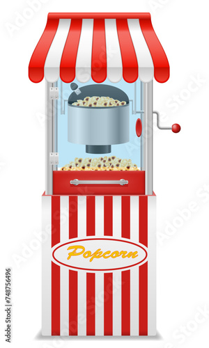 popcorn making machine sweet snack vector illustration