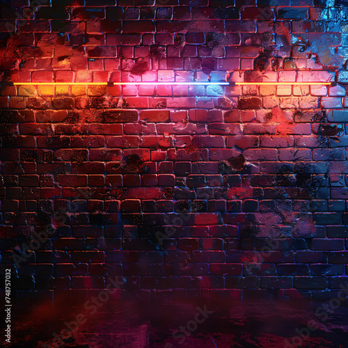 old brick wall with neon lights