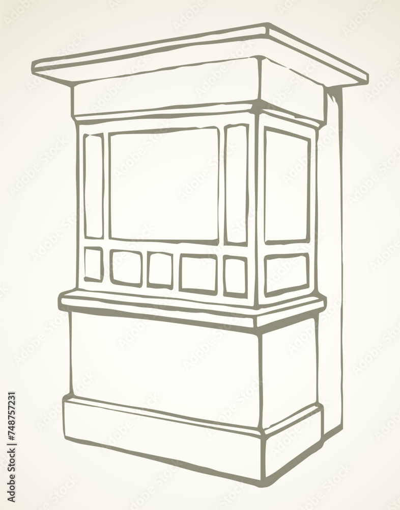 Shop stall. Vector drawing kiosk Shop stall. Vector drawing kiosk