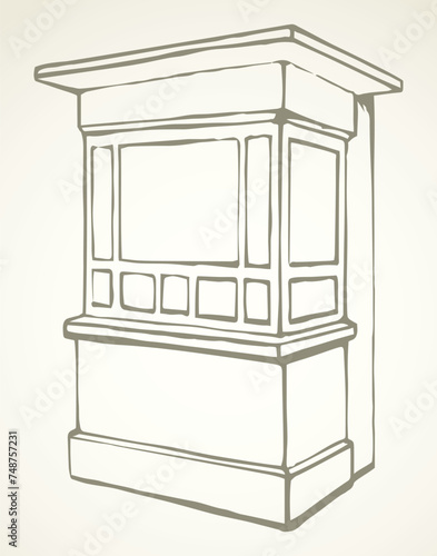 Shop stall. Vector drawing kiosk