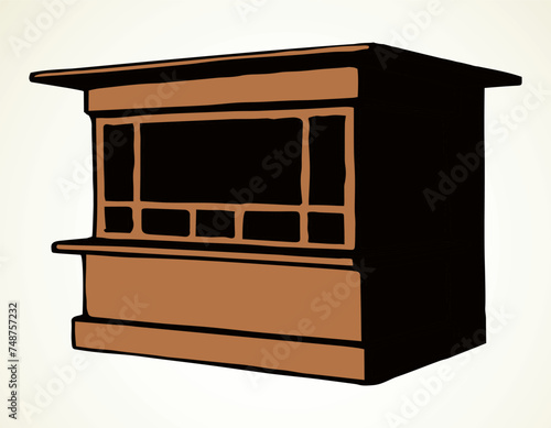 Shop stall. Vector drawing kiosk